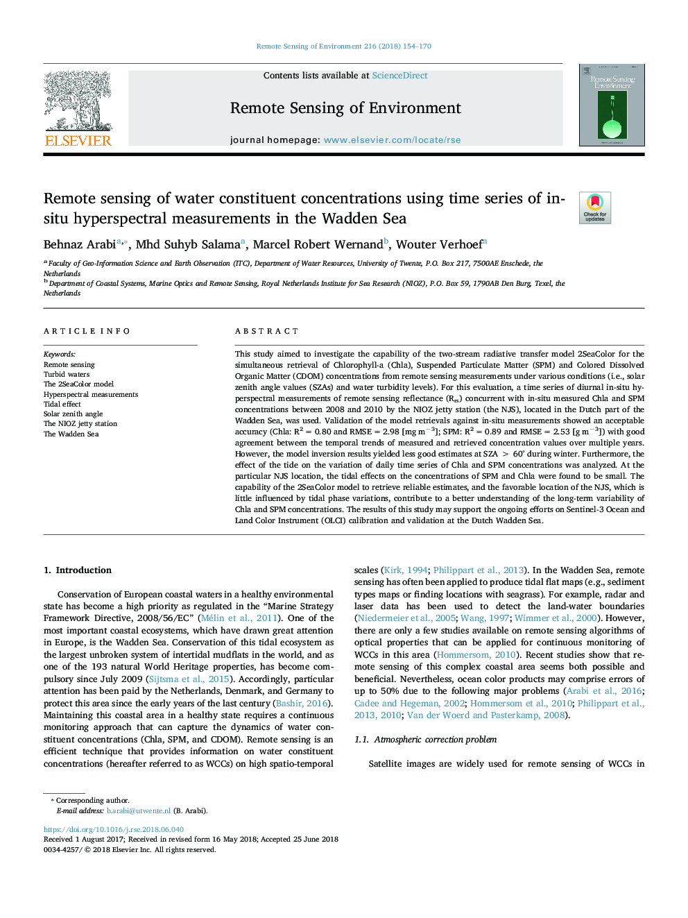 Remote sensing of water constituent concentrations using time series of in-situ hyperspectral measurements in the Wadden Sea