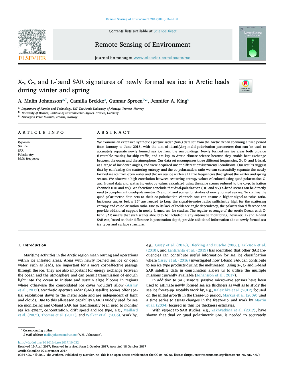 X-, C-, and L-band SAR signatures of newly formed sea ice in Arctic leads during winter and spring