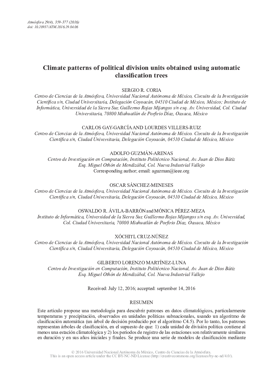 Climate patterns of political division units obtained using automatic classification trees