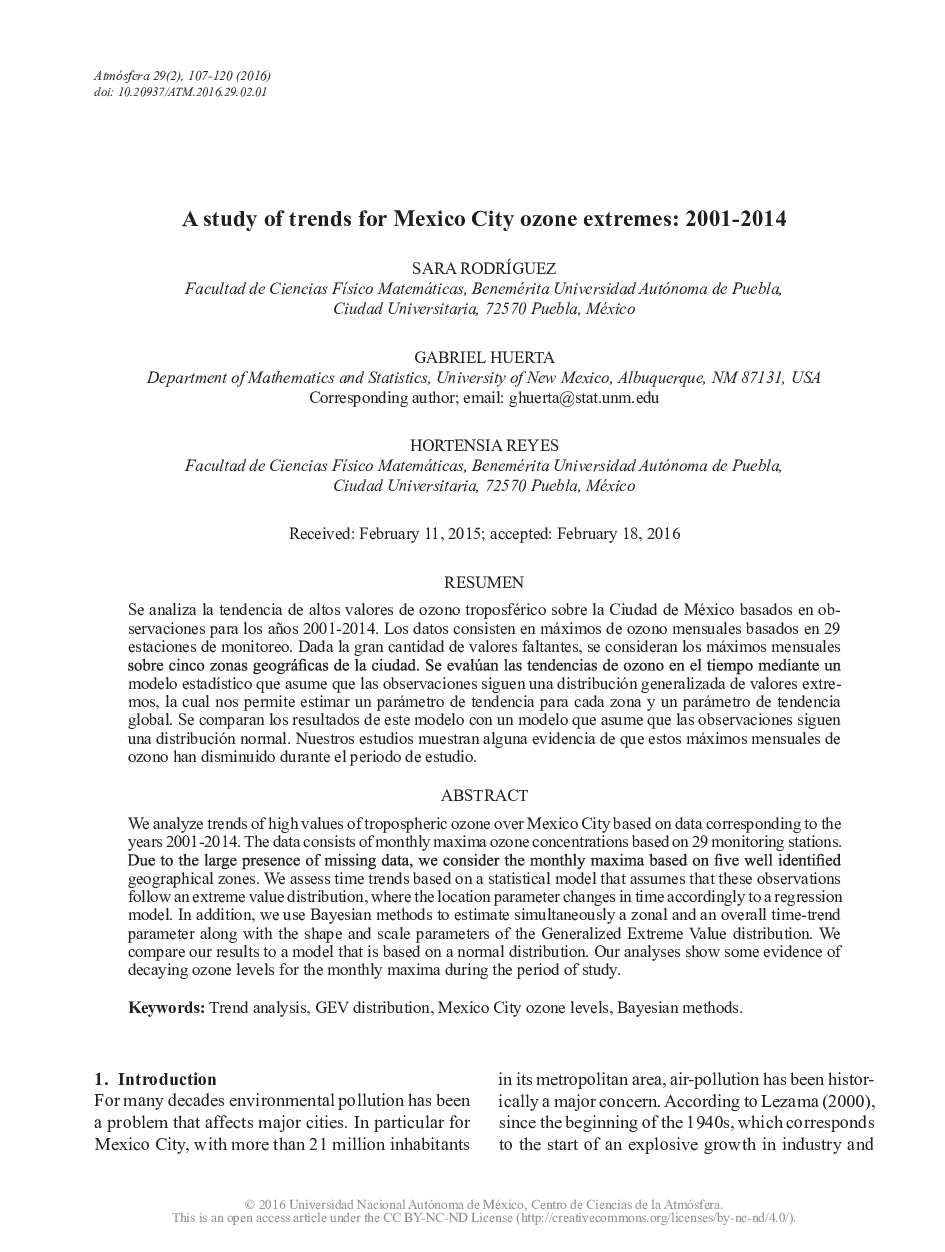 A study of trends for Mexico City ozone extremes: 2001-2014