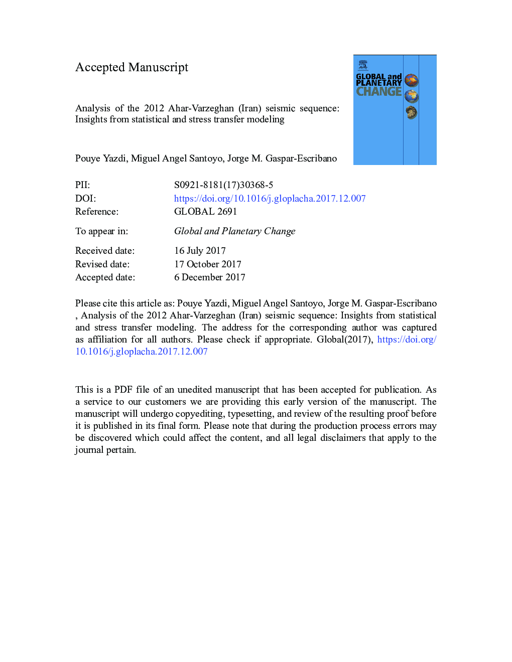 Analysis of the 2012 Ahar-Varzeghan (Iran) seismic sequence: Insights from statistical and stress transfer modeling