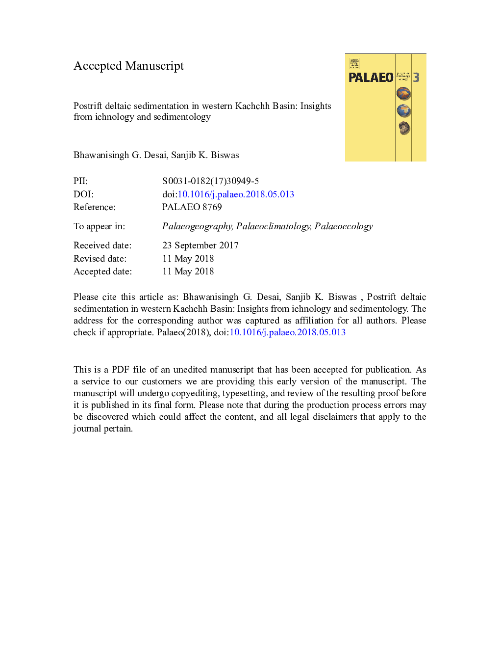 Postrift deltaic sedimentation in western Kachchh Basin: Insights from ichnology and sedimentology