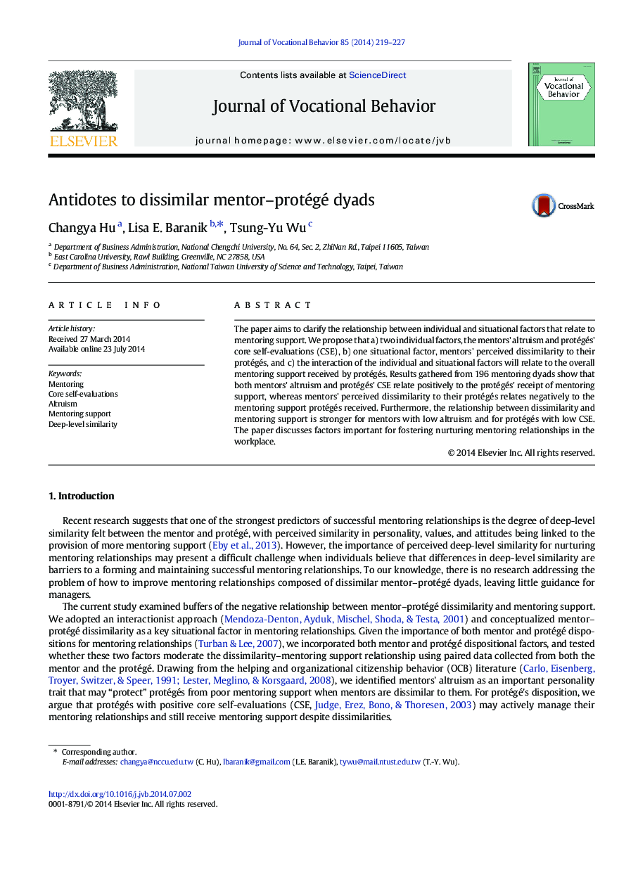 Antidotes to dissimilar mentor–protégé dyads