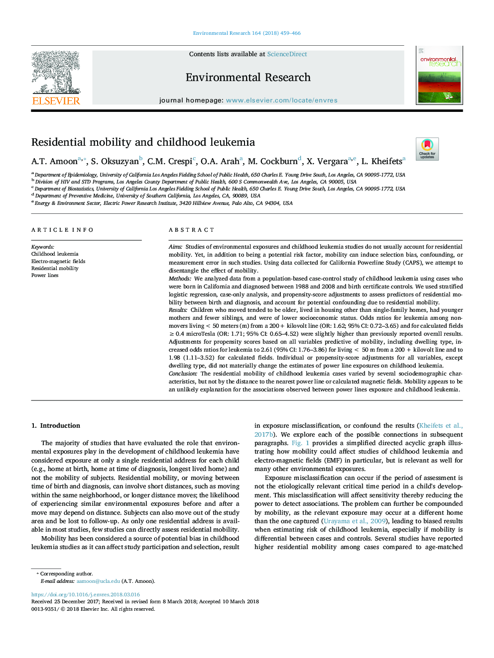 Residential mobility and childhood leukemia