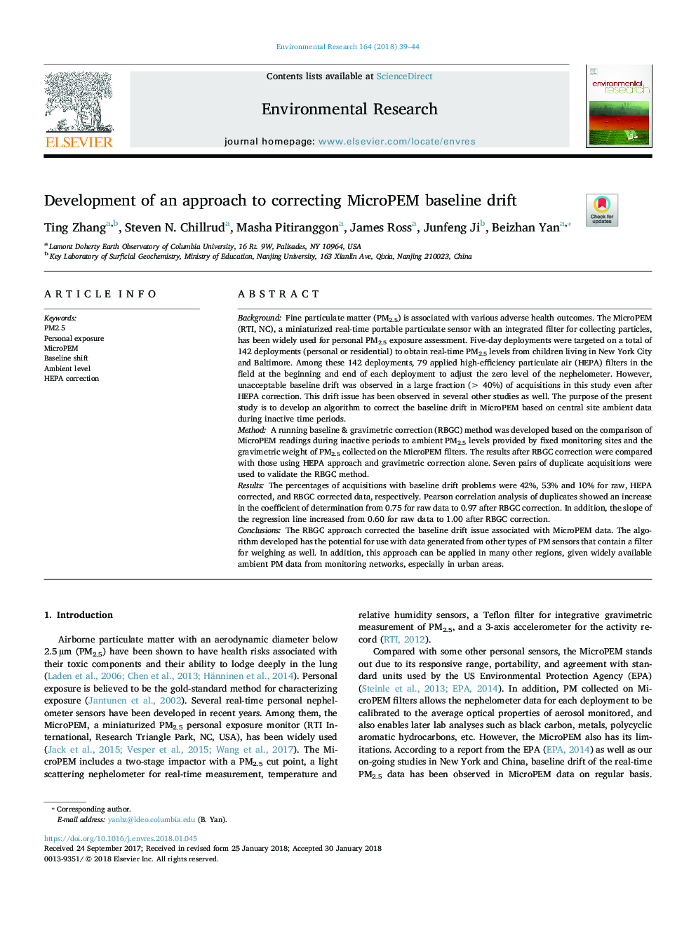 Development of an approach to correcting MicroPEM baseline drift