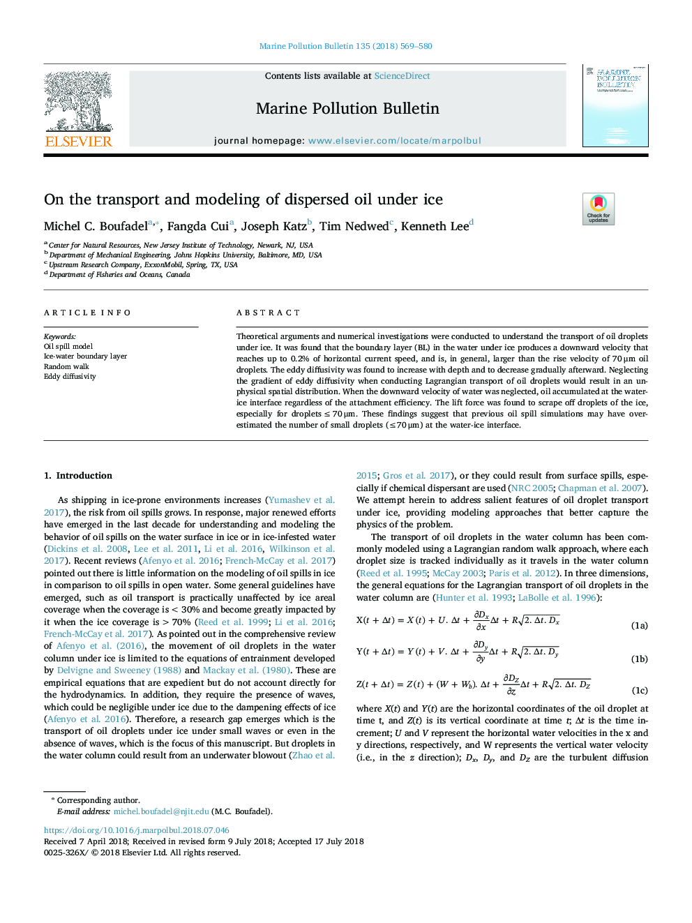 On the transport and modeling of dispersed oil under ice