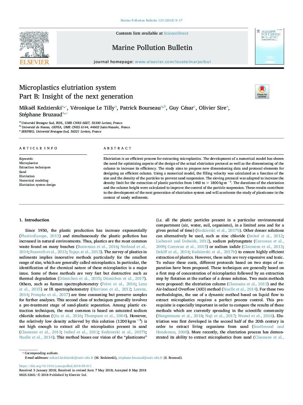 Microplastics elutriation system