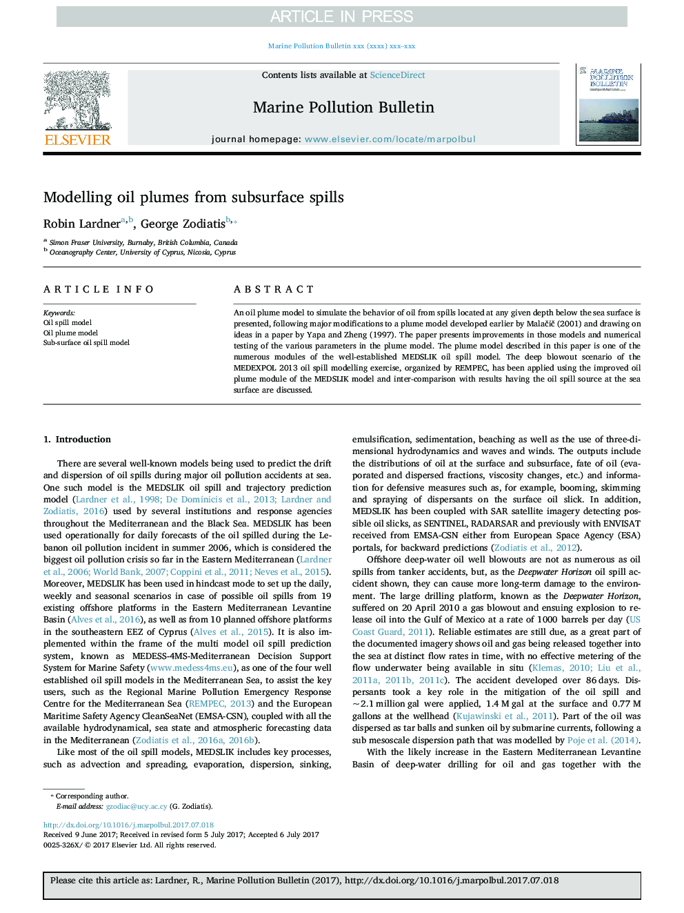 Modelling oil plumes from subsurface spills