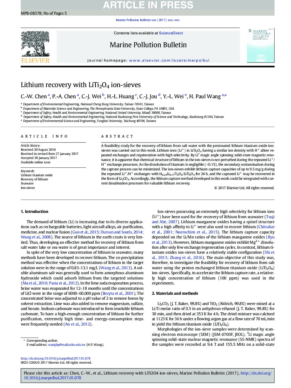 Lithium recovery with LiTi2O4 ion-sieves