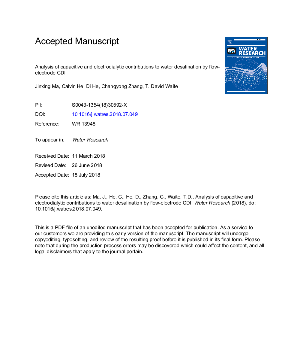 Analysis of capacitive and electrodialytic contributions to water desalination by flow-electrode CDI