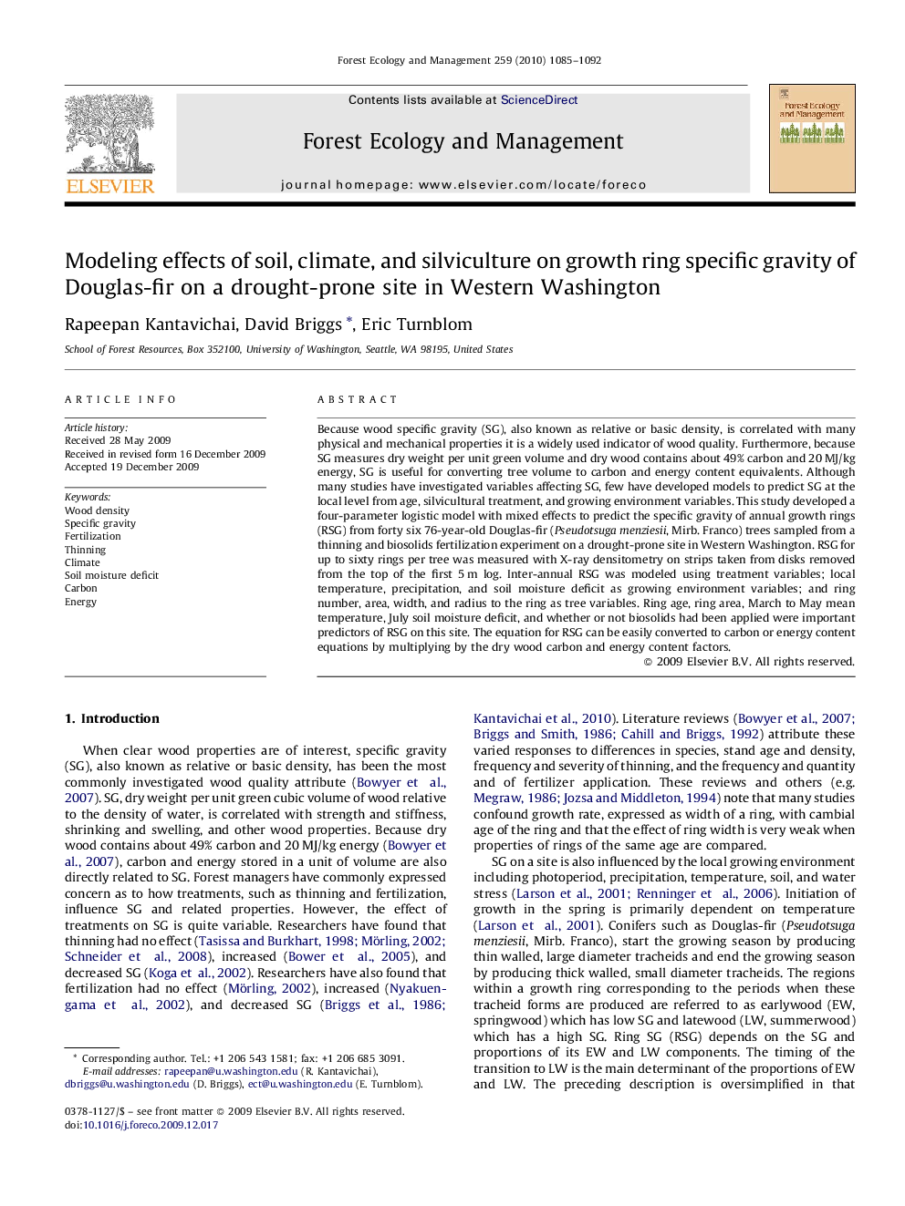 Modeling effects of soil, climate, and silviculture on growth ring specific gravity of Douglas-fir on a drought-prone site in Western Washington