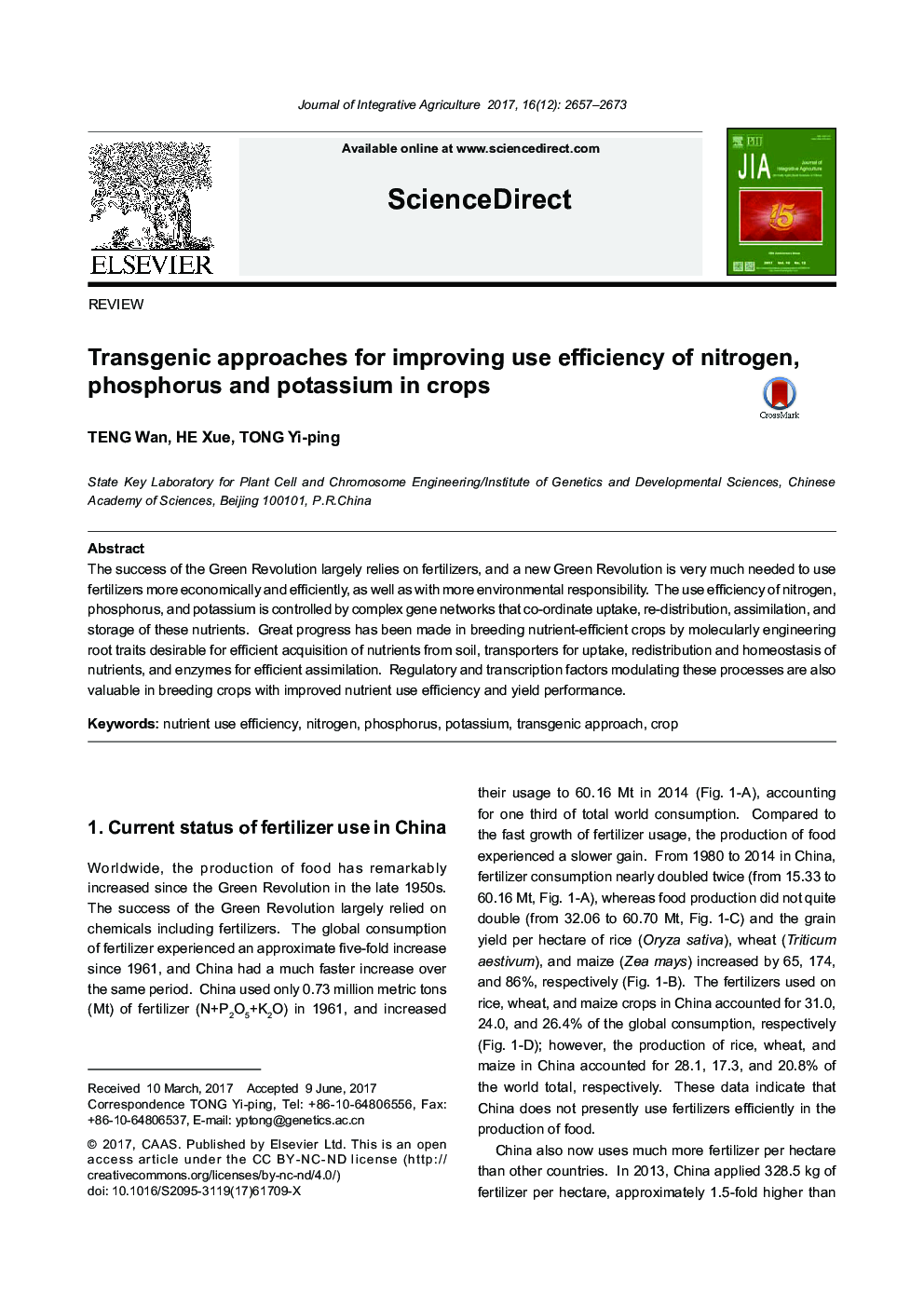 Transgenic approaches for improving use efficiency of nitrogen, phosphorus and potassium in crops