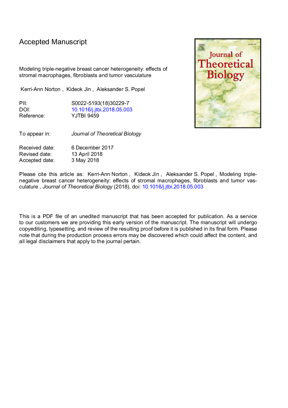 Modeling triple-negative breast cancer heterogeneity: Effects of stromal macrophages, fibroblasts and tumor vasculature