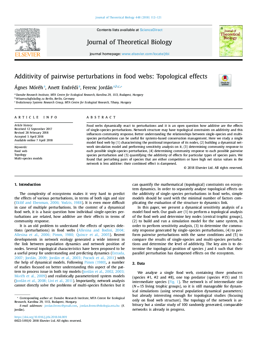 Additivity of pairwise perturbations in food webs: Topological effects