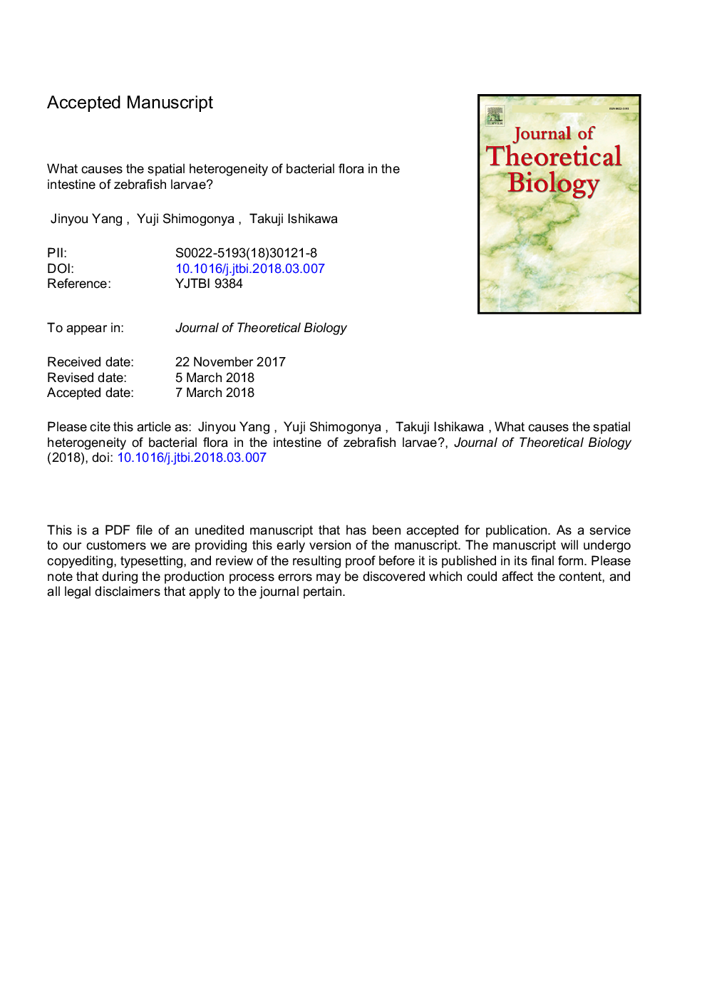 What causes the spatial heterogeneity of bacterial flora in the intestine of zebrafish larvae?