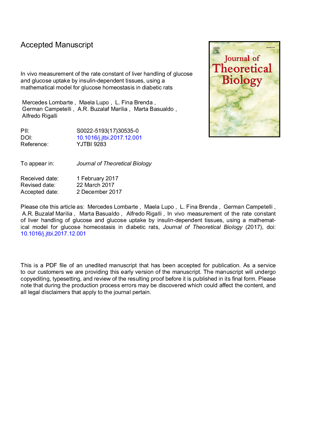 In vivo measurement of the rate constant of liver handling of glucose and glucose uptake by insulin-dependent tissues, using a mathematical model for glucose homeostasis in diabetic rats