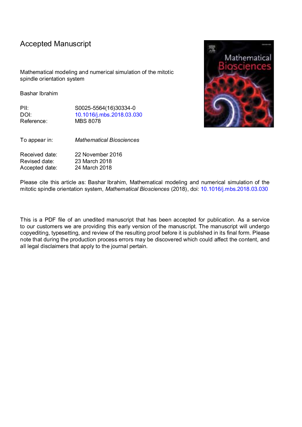 Mathematical modeling and numerical simulation of the mitotic spindle orientation system