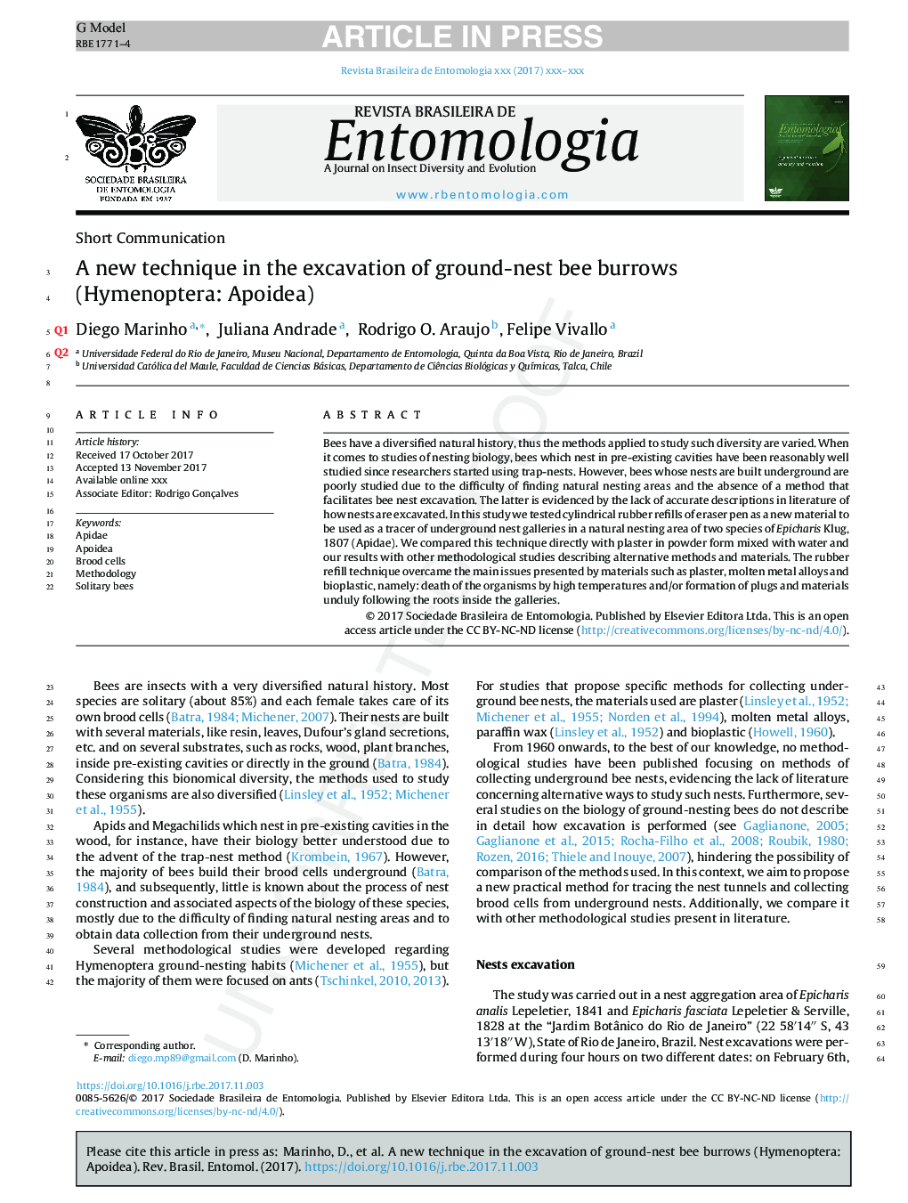 A new technique in the excavation of ground-nest bee burrows (Hymenoptera: Apoidea)