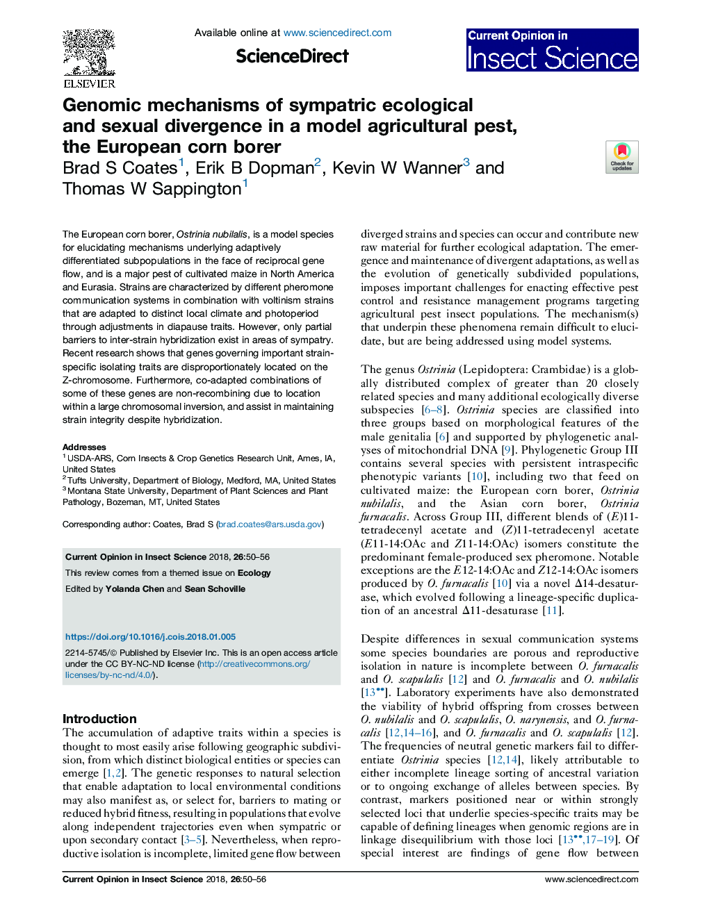 Genomic mechanisms of sympatric ecological and sexual divergence in a model agricultural pest, the European corn borer