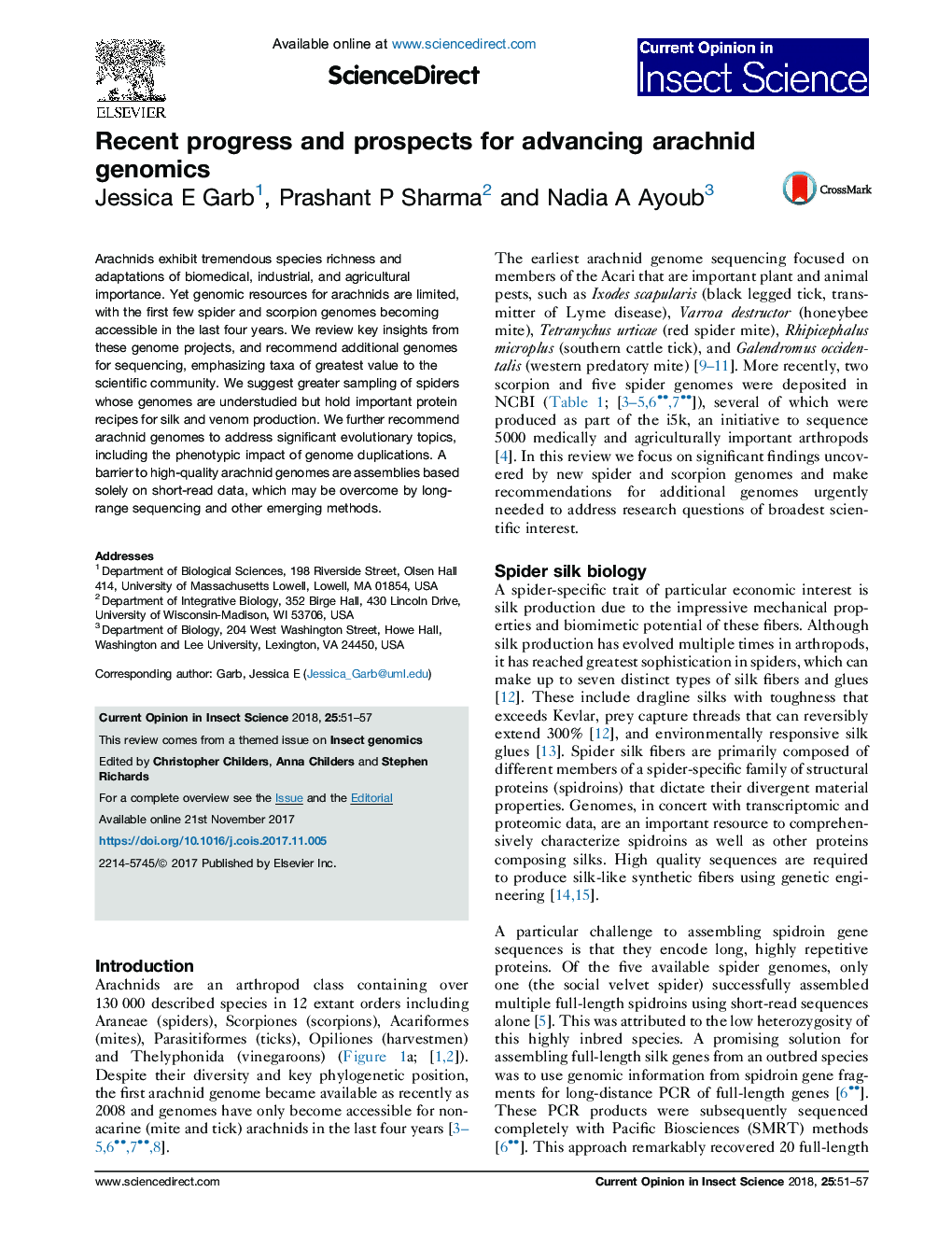 Recent progress and prospects for advancing arachnid genomics