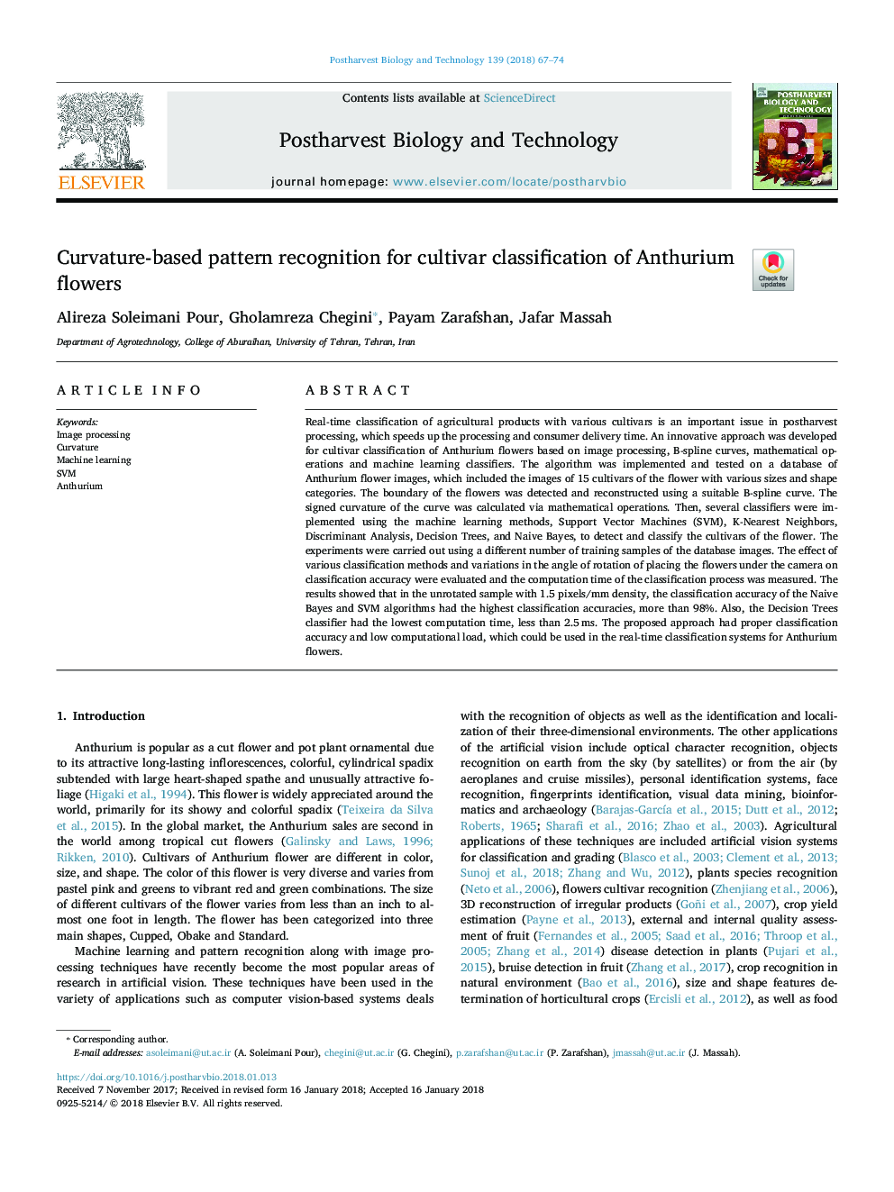 Curvature-based pattern recognition for cultivar classification of Anthurium flowers