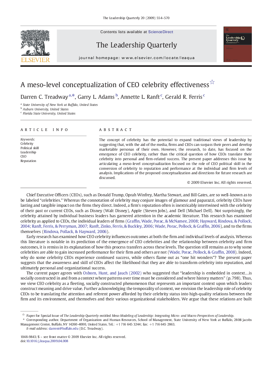 A meso-level conceptualization of CEO celebrity effectiveness 