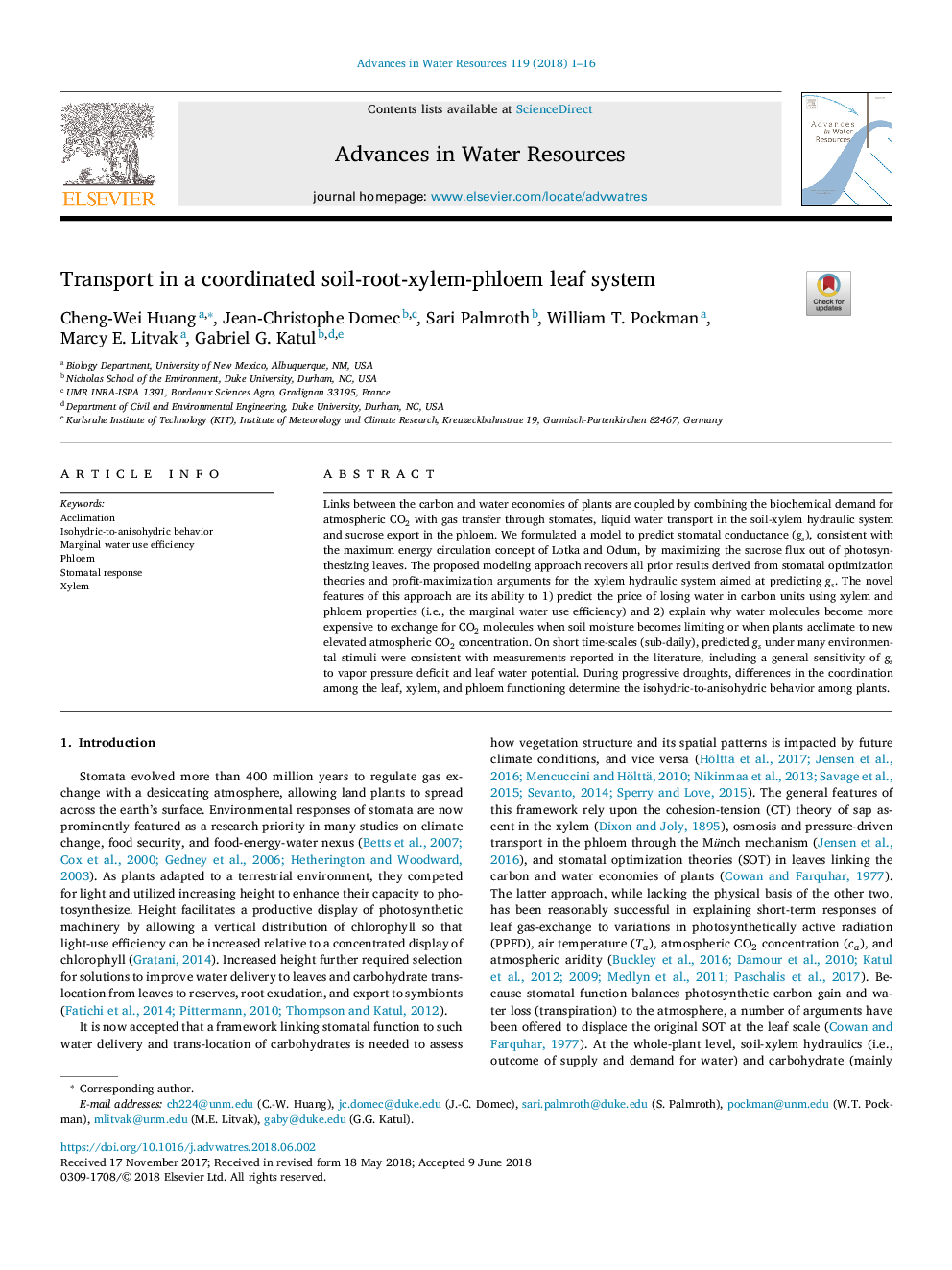 Transport in a coordinated soil-root-xylem-phloem leaf system