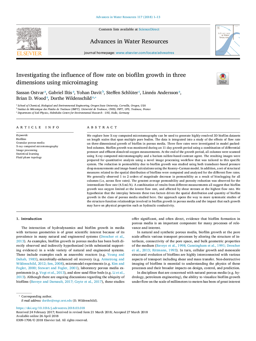 Investigating the influence of flow rate on biofilm growth in three dimensions using microimaging