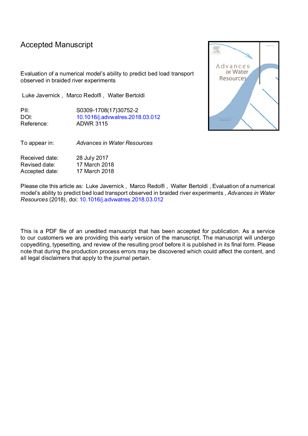 Evaluation of a numerical model's ability to predict bed load transport observed in braided river experiments