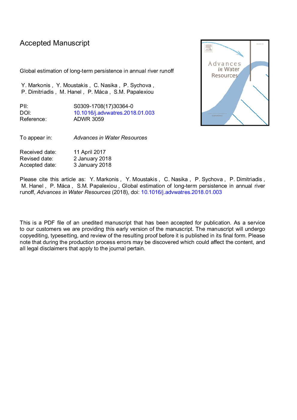 Global estimation of long-term persistence in annual river runoff