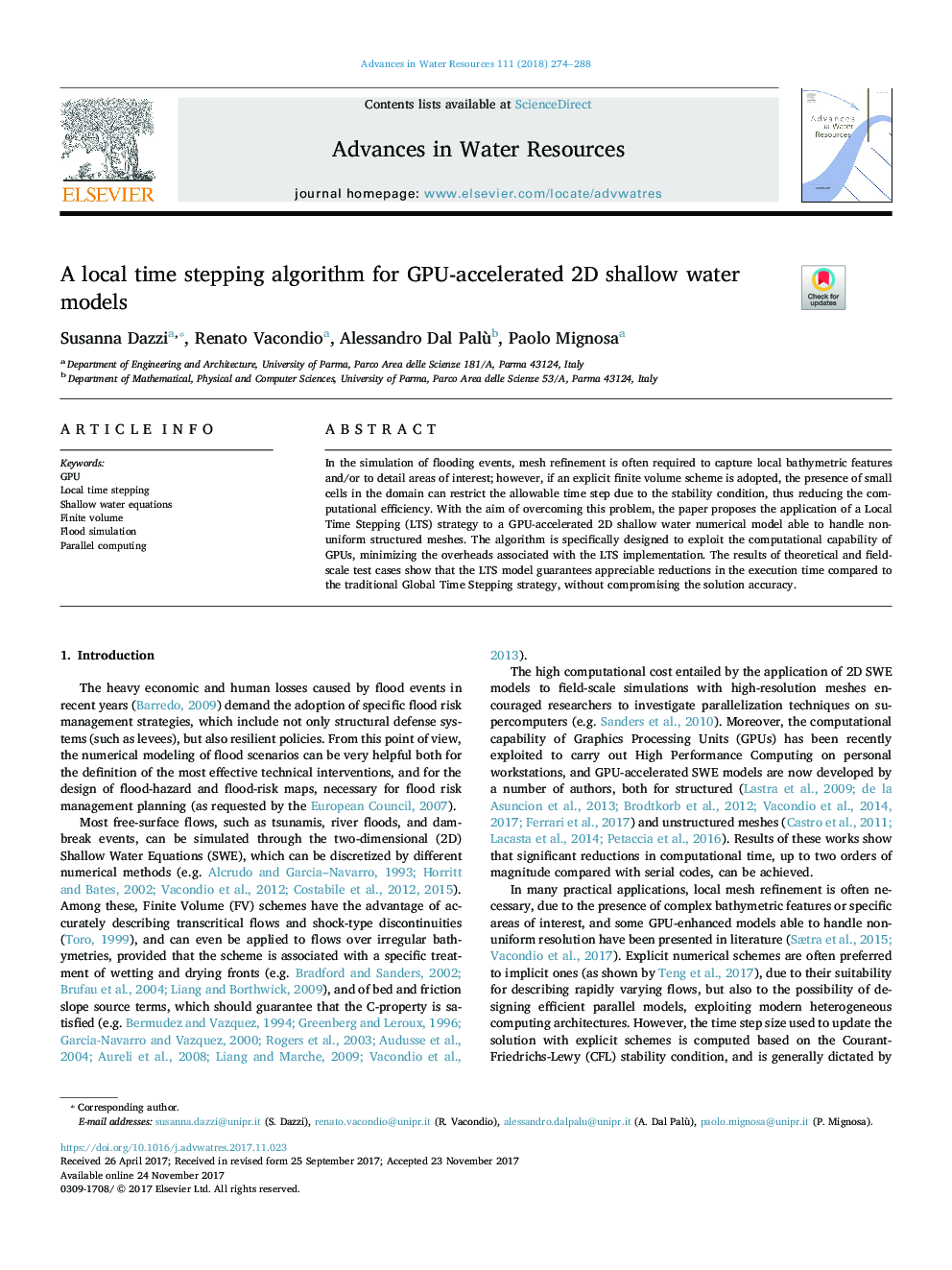 A local time stepping algorithm for GPU-accelerated 2D shallow water models