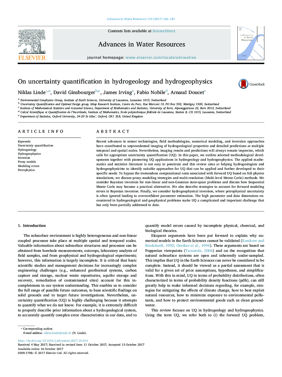On uncertainty quantification in hydrogeology and hydrogeophysics