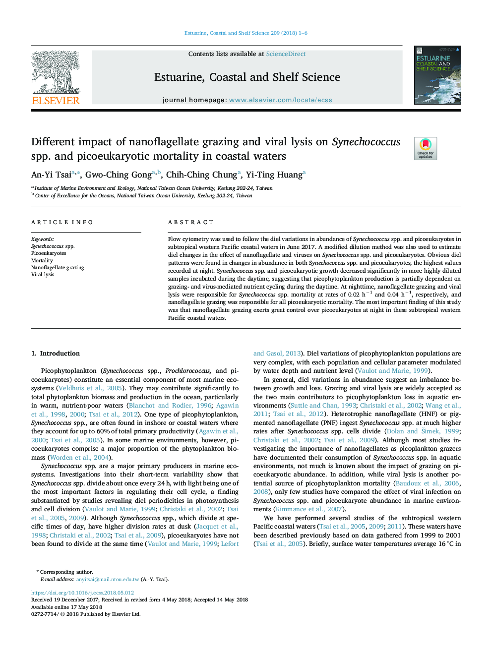 Different impact of nanoflagellate grazing and viral lysis on Synechococcus spp. and picoeukaryotic mortality in coastal waters