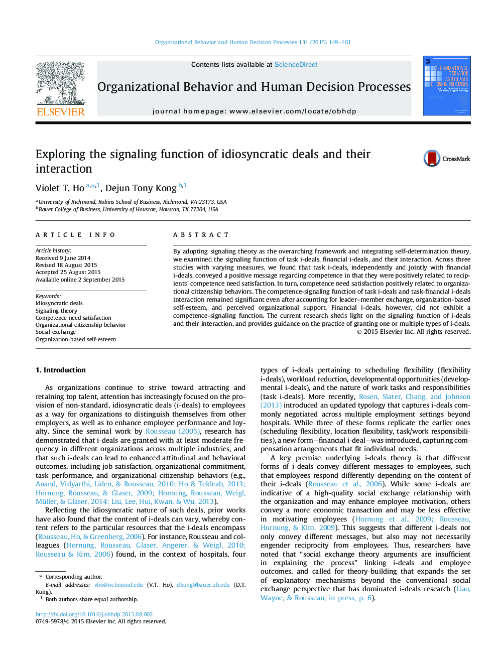 Exploring the signaling function of idiosyncratic deals and their interaction