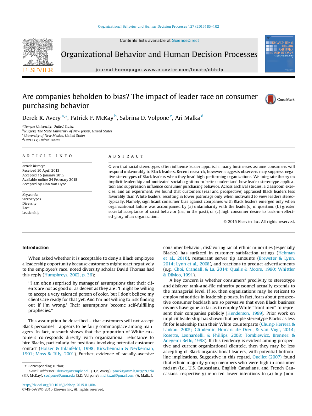 Are companies beholden to bias? The impact of leader race on consumer purchasing behavior