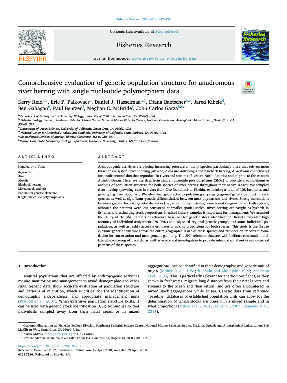 ارزیابی جامع از ساختار جمعیت ژنتیکی برای شاه ماهی رودخوار رودخانه با داده های پلیمورفیسم تک 
