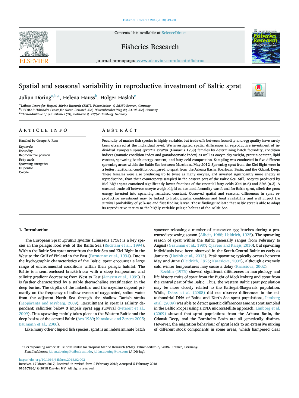 Spatial and seasonal variability in reproductive investment of Baltic sprat