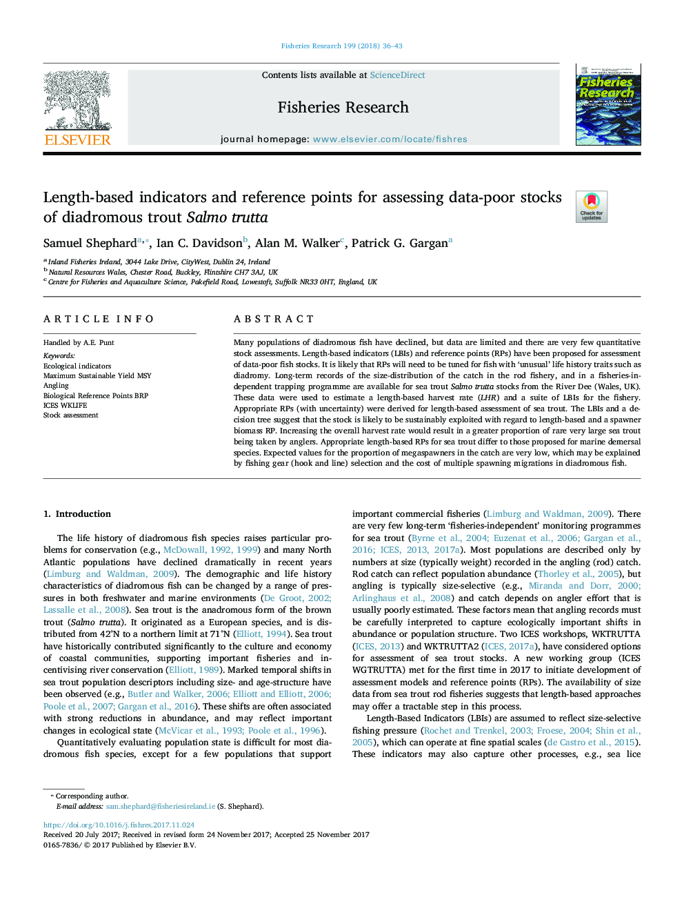 Length-based indicators and reference points for assessing data-poor stocks of diadromous trout Salmo trutta