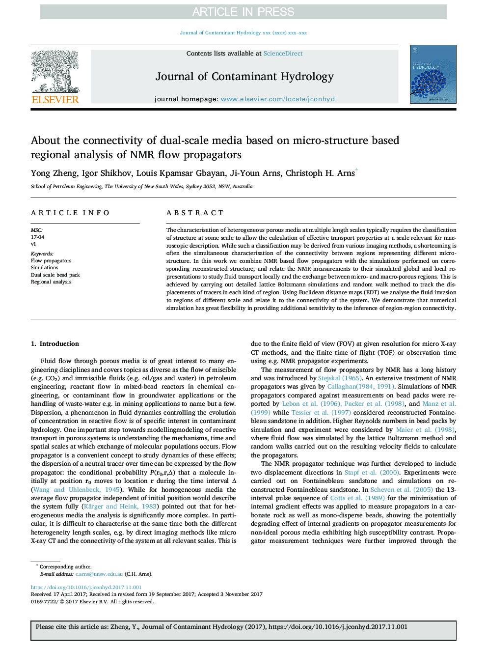 About the connectivity of dual-scale media based on micro-structure based regional analysis of NMR flow propagators