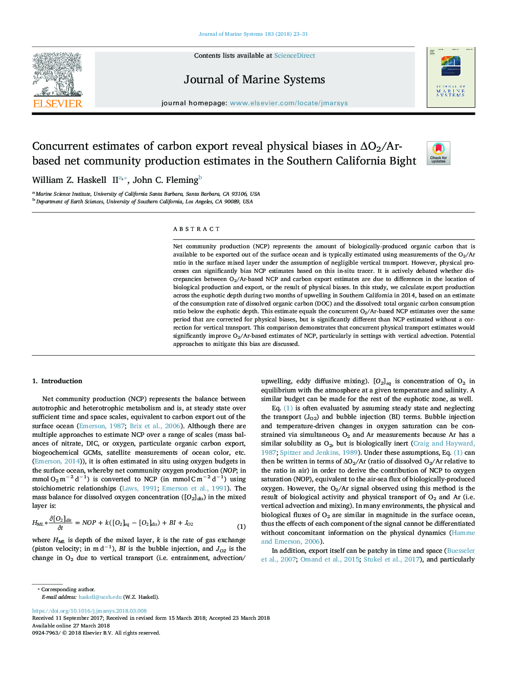 Concurrent estimates of carbon export reveal physical biases in ÎO2/Ar-based net community production estimates in the Southern California Bight