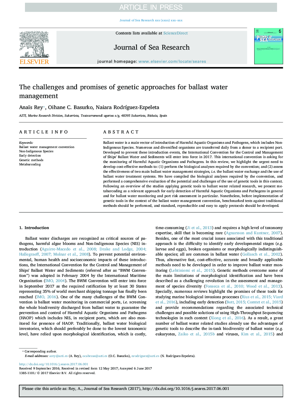 The challenges and promises of genetic approaches for ballast water management