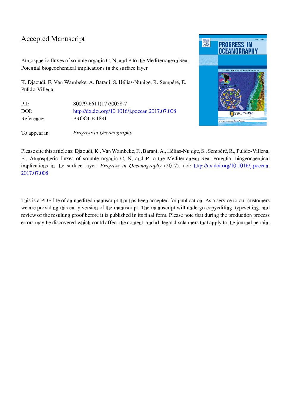 Atmospheric fluxes of soluble organic C, N, and P to the Mediterranean Sea: Potential biogeochemical implications in the surface layer