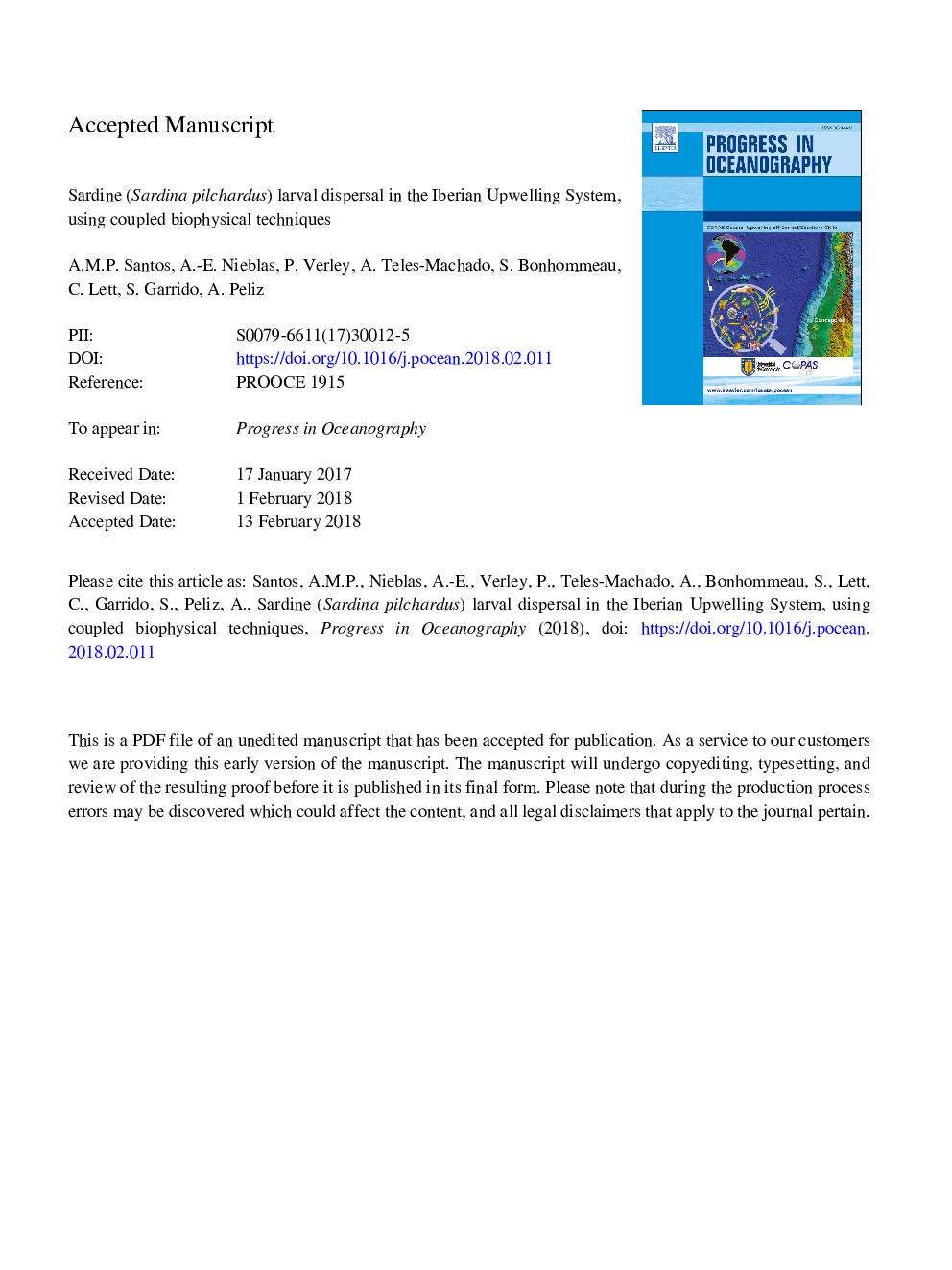 Sardine (Sardina pilchardus) larval dispersal in the Iberian upwelling system, using coupled biophysical techniques