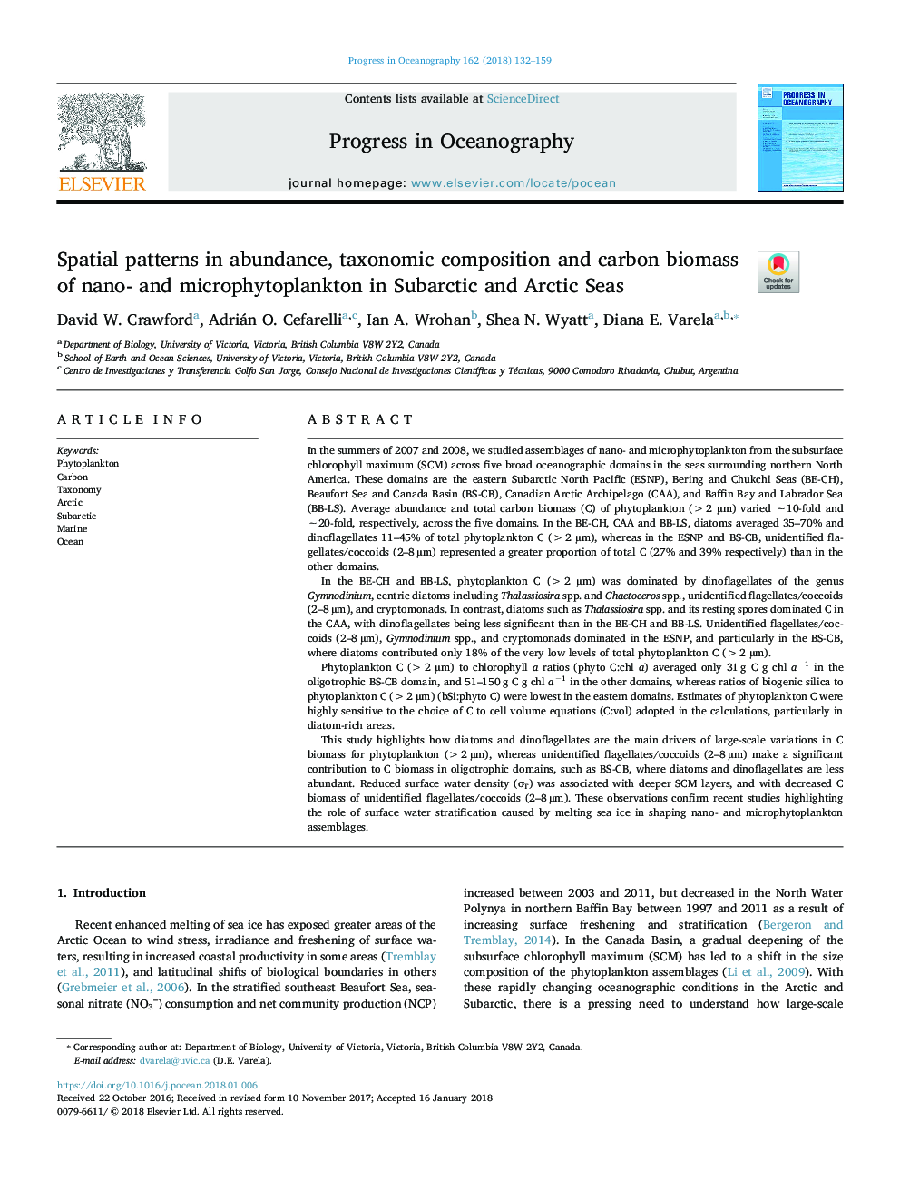 Spatial patterns in abundance, taxonomic composition and carbon biomass of nano- and microphytoplankton in Subarctic and Arctic Seas