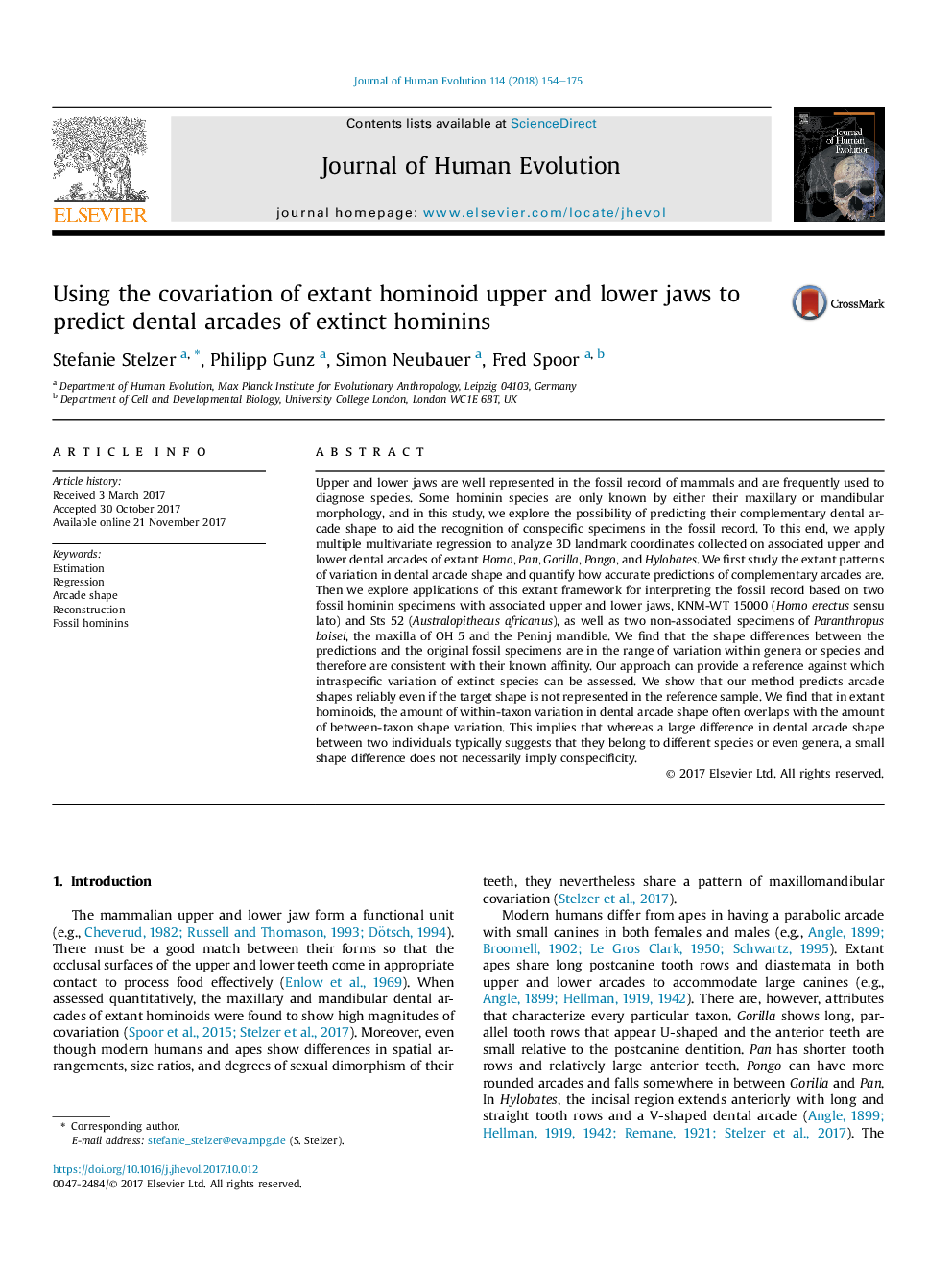 Using the covariation of extant hominoid upper and lower jaws to predict dental arcades of extinct hominins