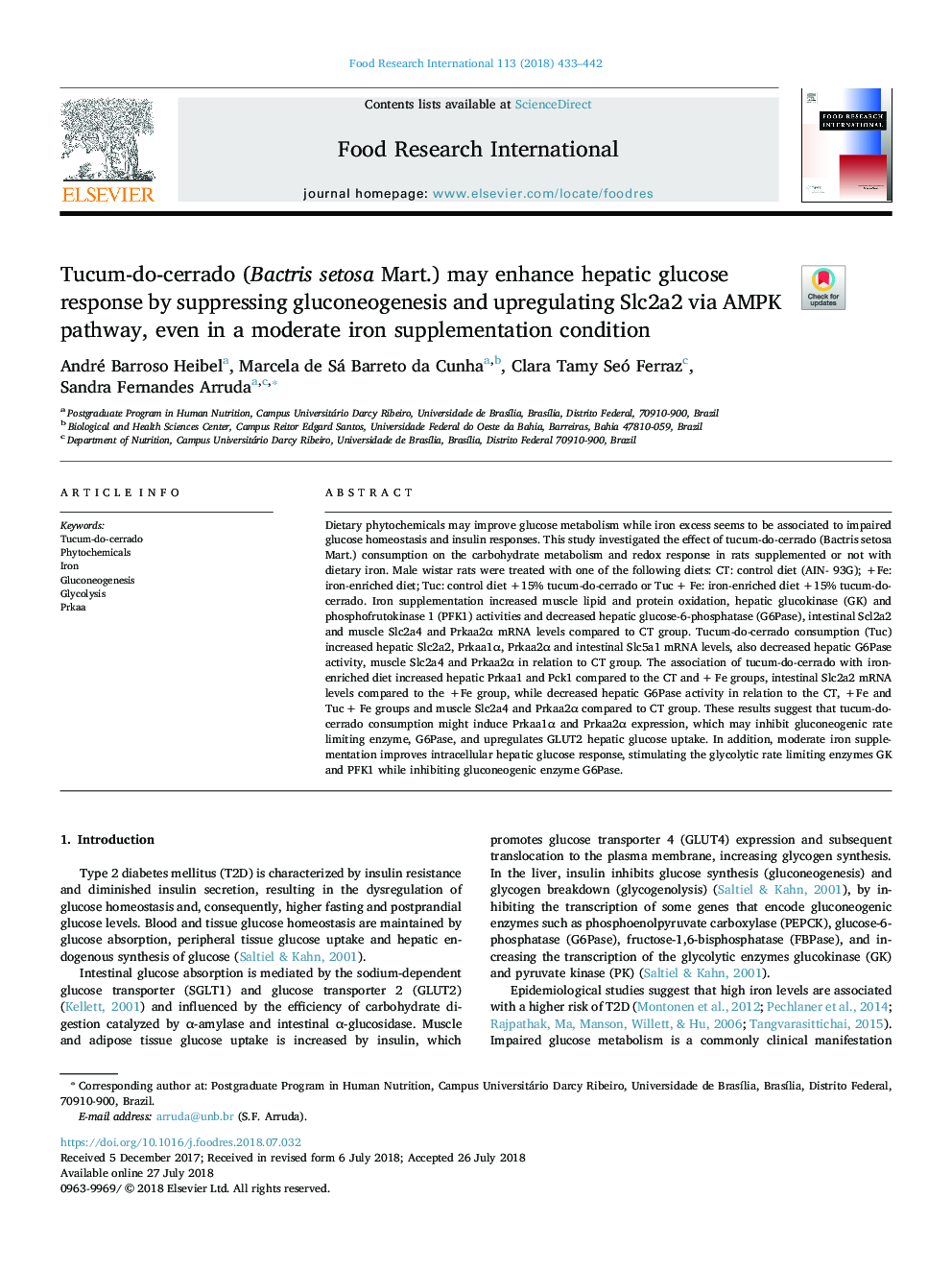 Tucum-do-cerrado (Bactris setosa Mart.) may enhance hepatic glucose response by suppressing gluconeogenesis and upregulating Slc2a2 via AMPK pathway, even in a moderate iron supplementation condition