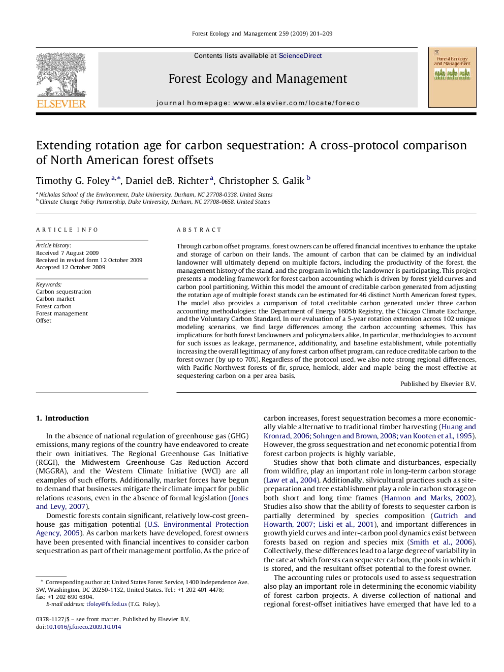 Extending rotation age for carbon sequestration: A cross-protocol comparison of North American forest offsets