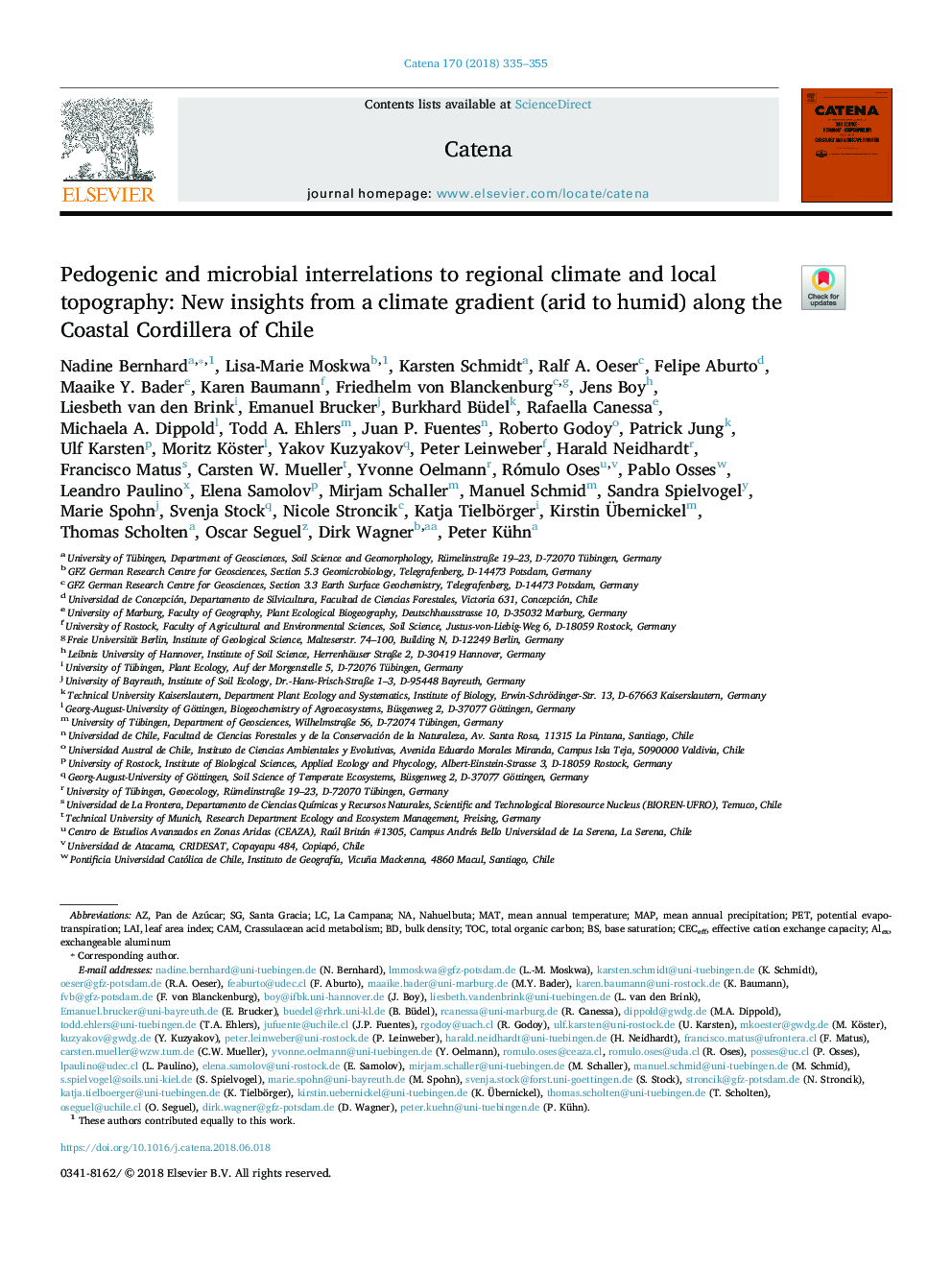 Pedogenic and microbial interrelations to regional climate and local topography: New insights from a climate gradient (arid to humid) along the Coastal Cordillera of Chile