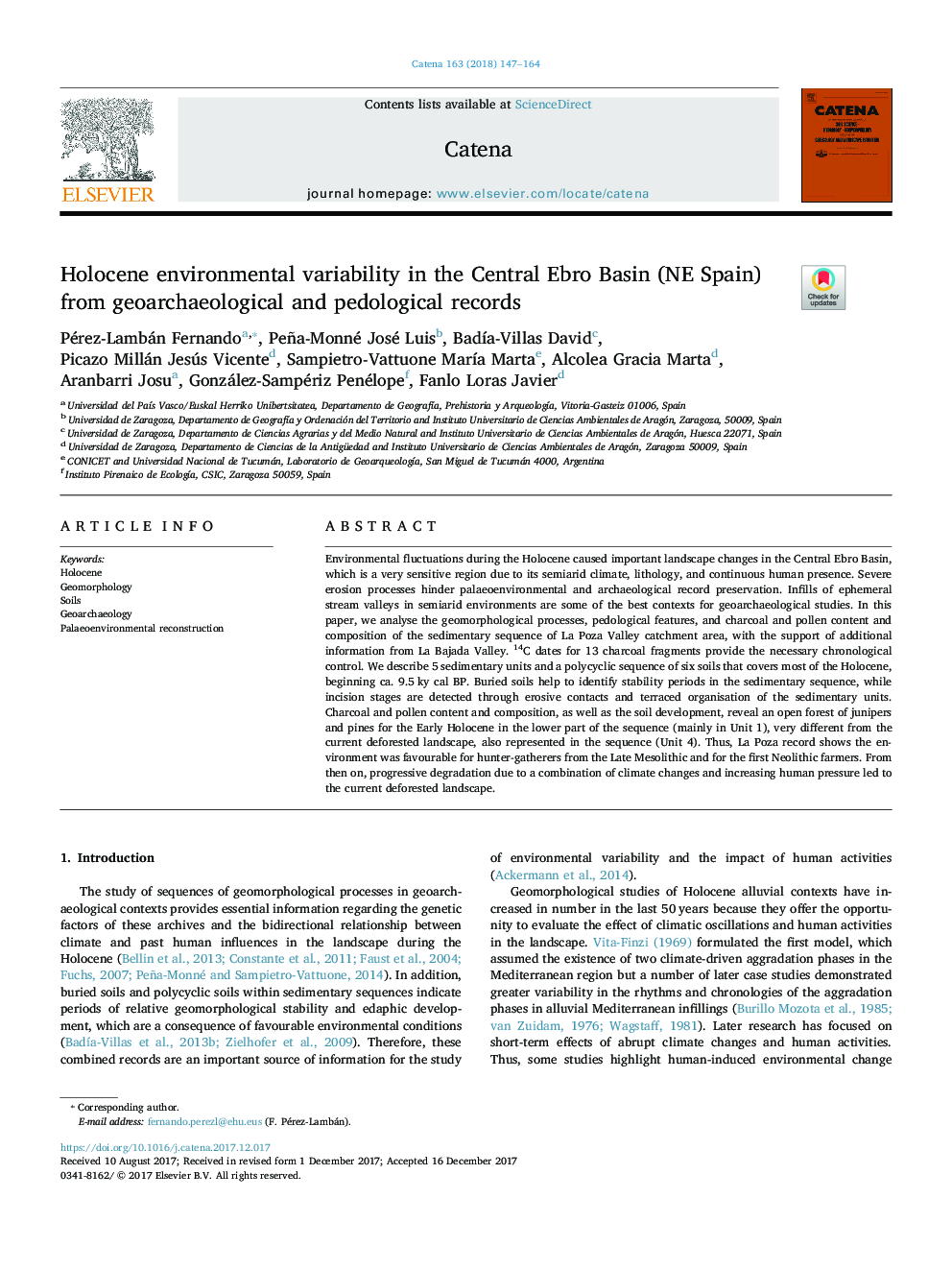 Holocene environmental variability in the Central Ebro Basin (NE Spain) from geoarchaeological and pedological records