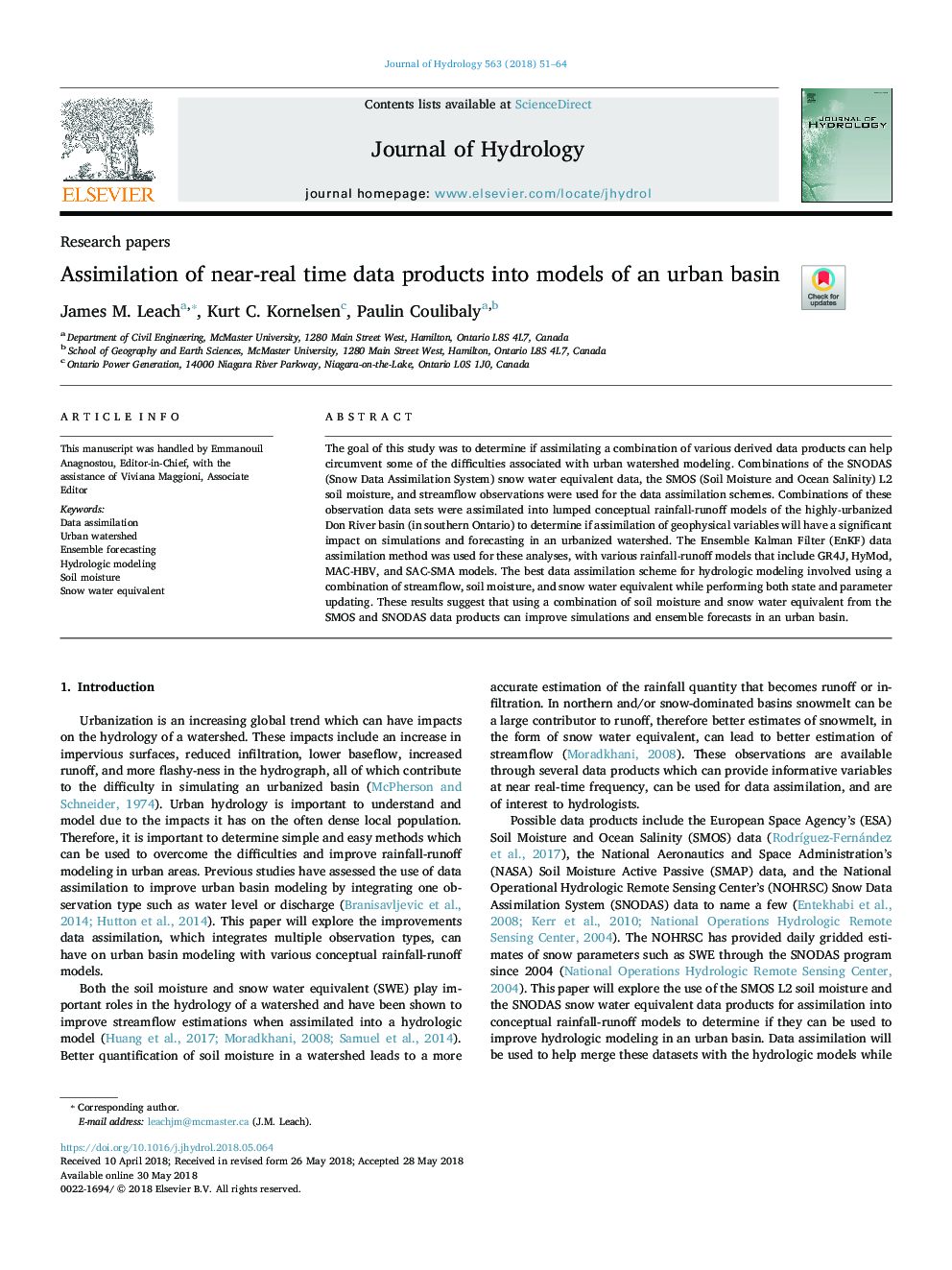 Assimilation of near-real time data products into models of an urban basin